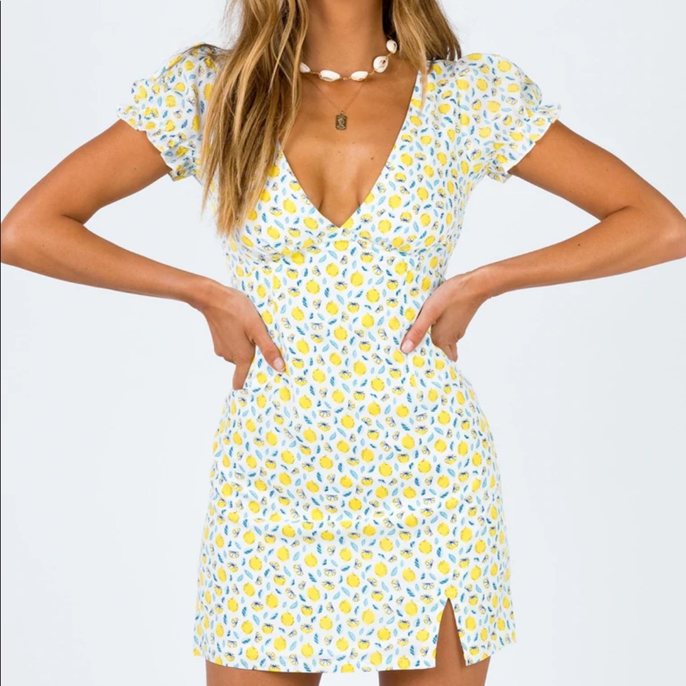 Princess Polly mini lemon dress